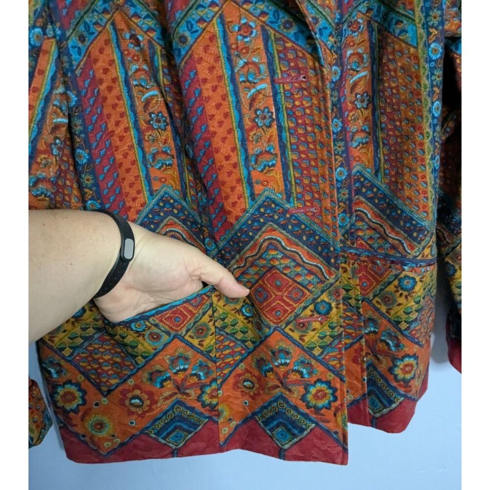 Coldwater Creek Womens Multicolor Geometric Pattern Blazer Jacket W18 Southwest - Picture 5 of 16